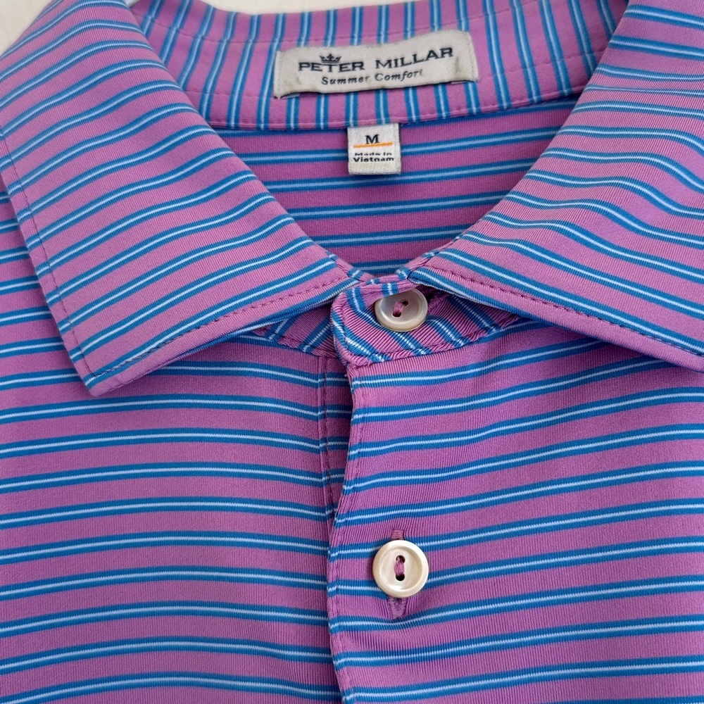 Peter Millar Lavender Striped Polo Shirt NWOT